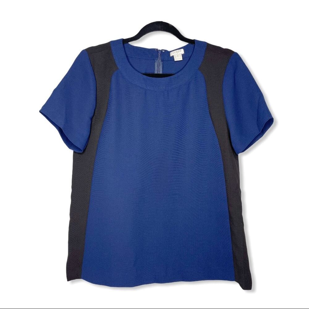J. CREW / blue & black colorblock crepe top